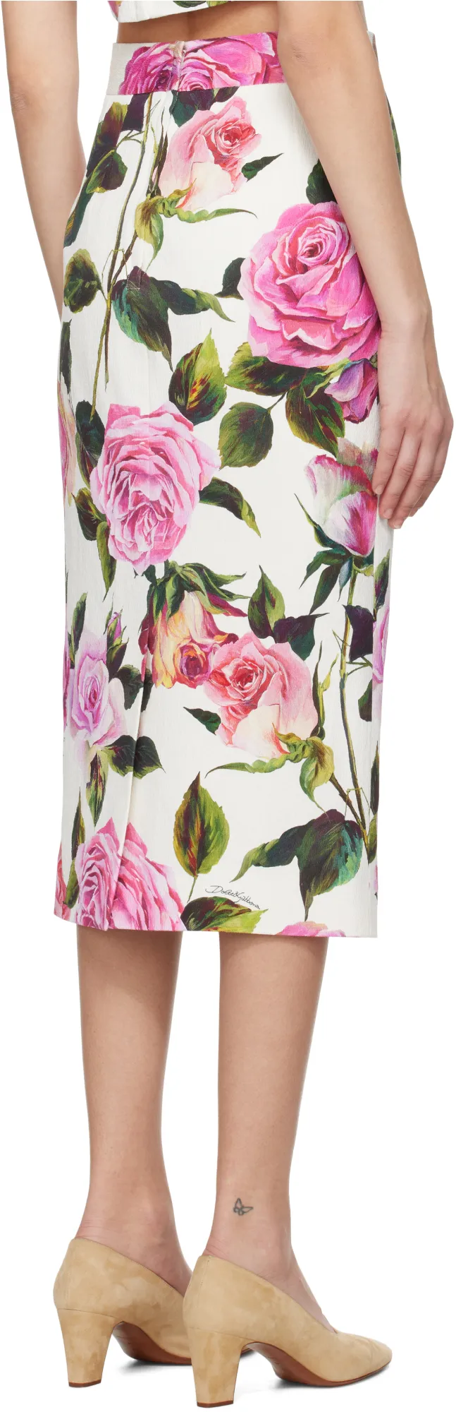 Rose Printed Midi Skirt