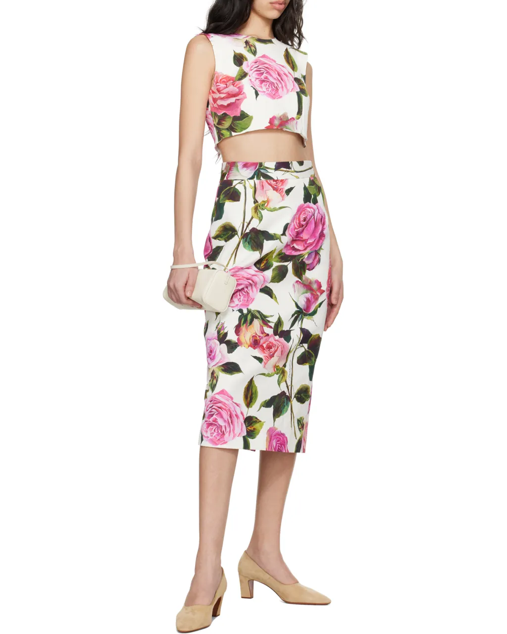 Rose Printed Midi Skirt