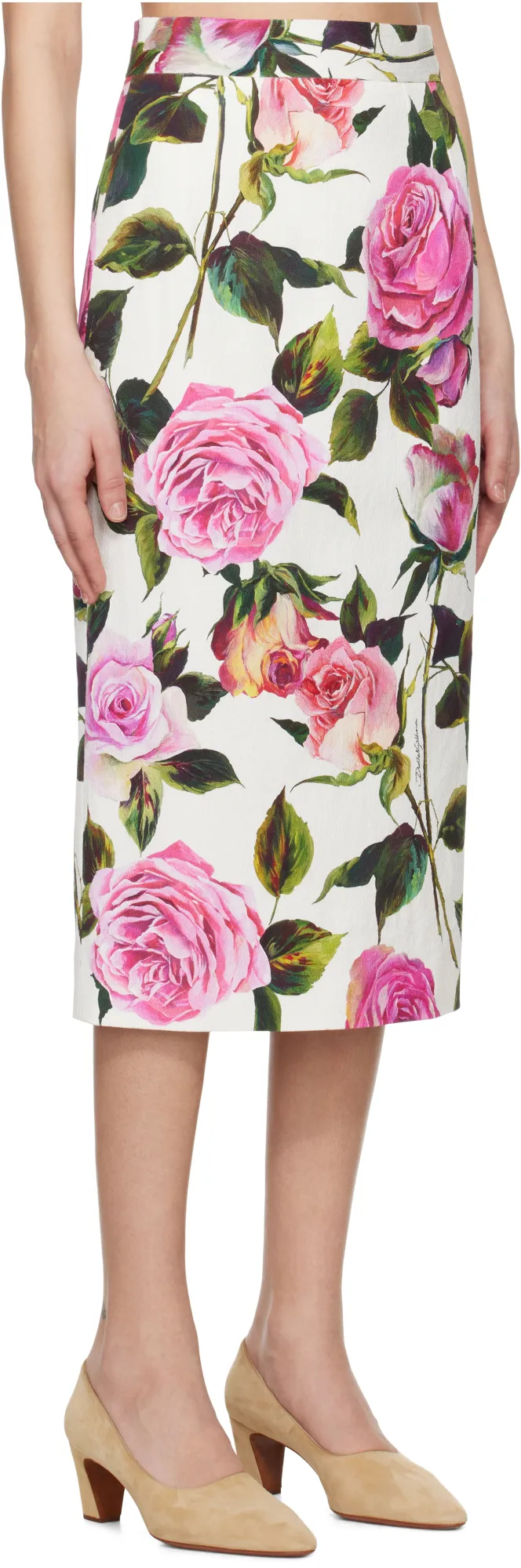 Rose Printed Midi Skirt