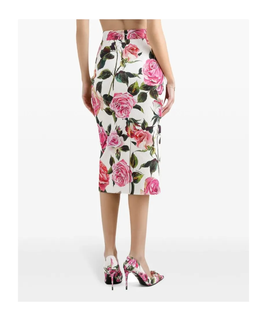 Rose Printed Midi Skirt