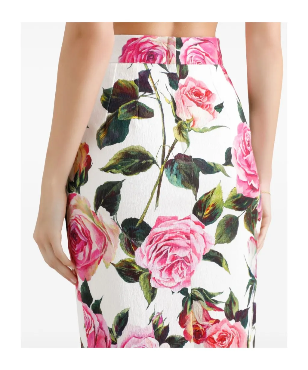Rose Printed Midi Skirt