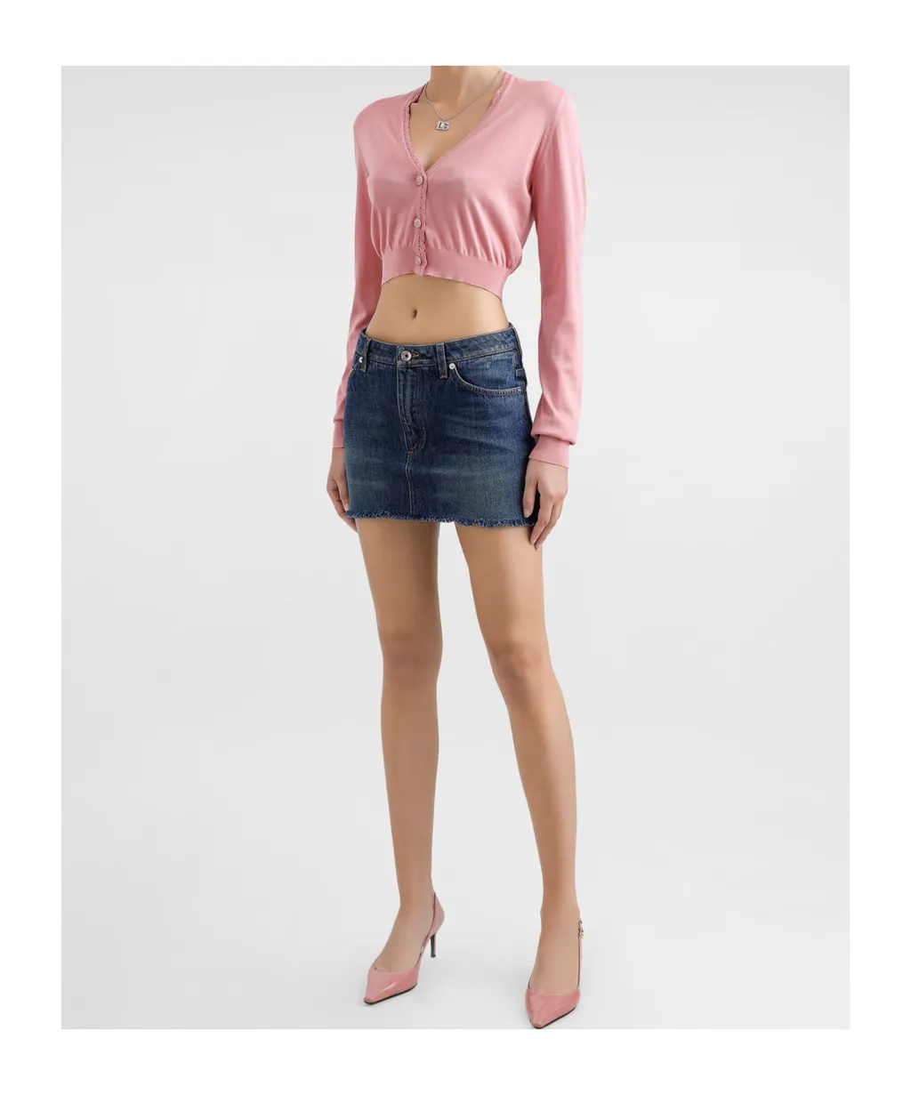 V-Neck Cropped Cardigan