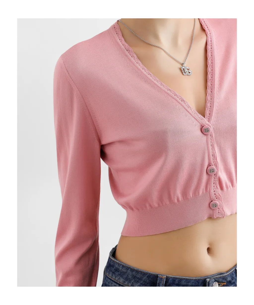 V-Neck Cropped Cardigan