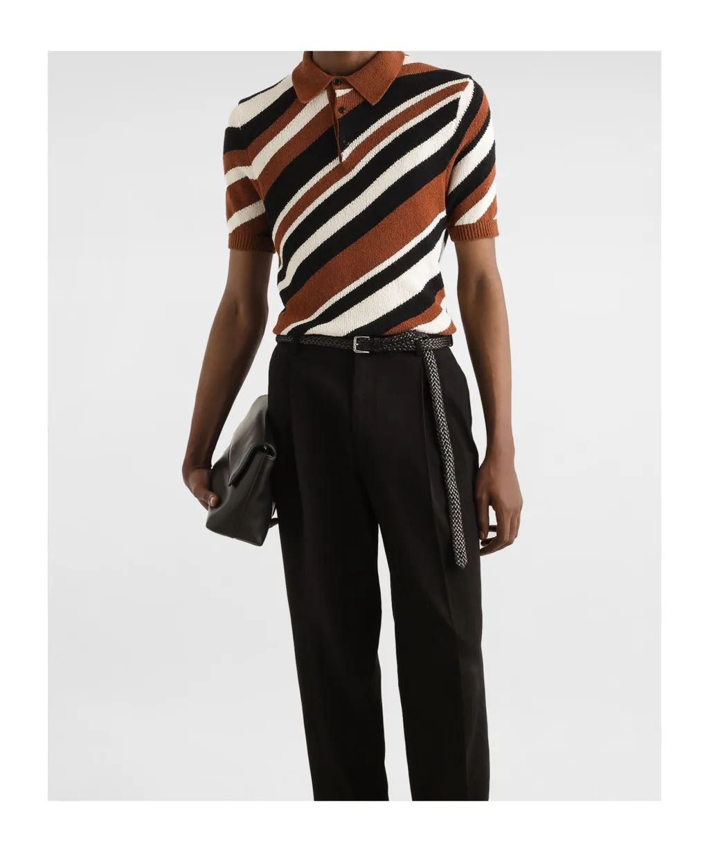 Striped Inlay Short-Sleeved Polo Shirt