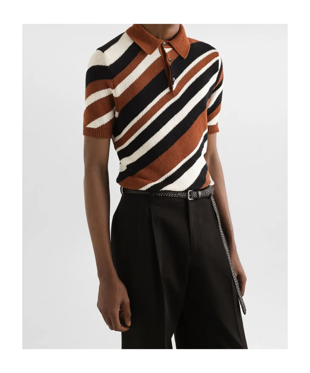 Striped Inlay Short-Sleeved Polo Shirt