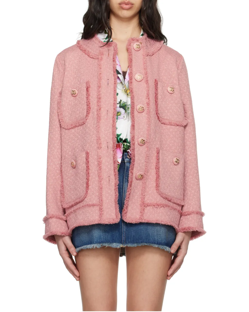 Single-Breasted Raschel Tweed Jacket