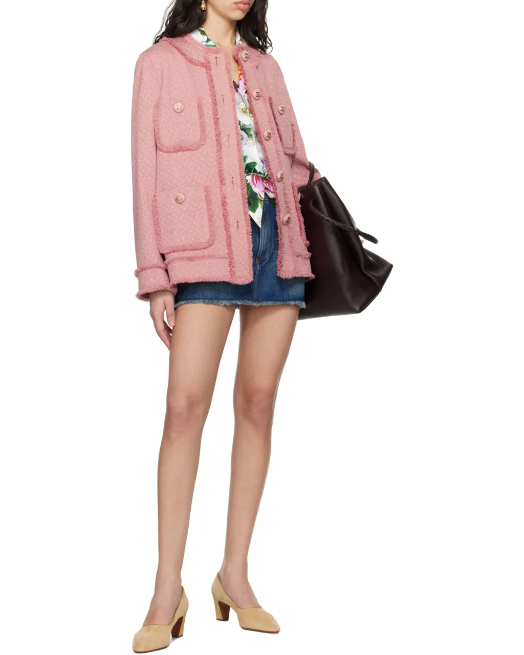 Single-Breasted Raschel Tweed Jacket