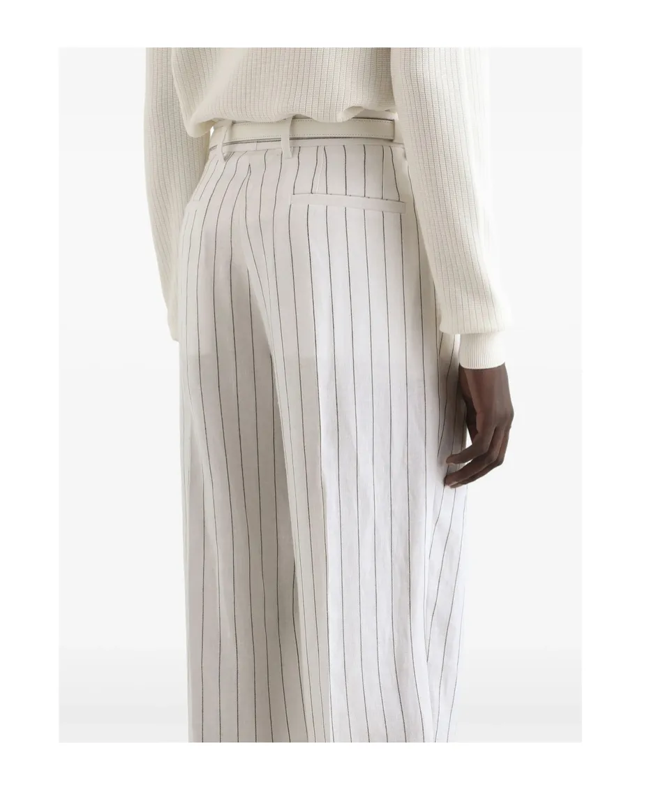 Double Darts Detailed Pinstriped Pants