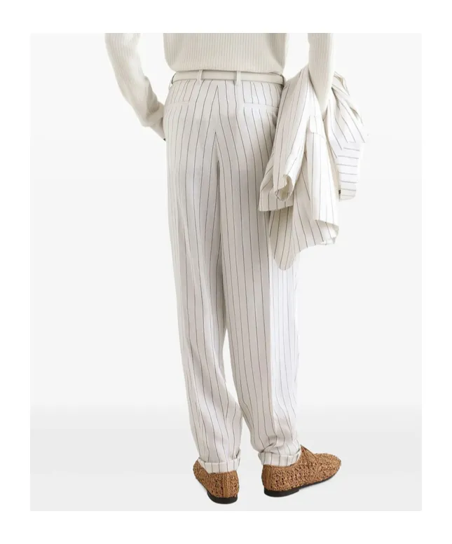 Double Darts Detailed Pinstriped Pants