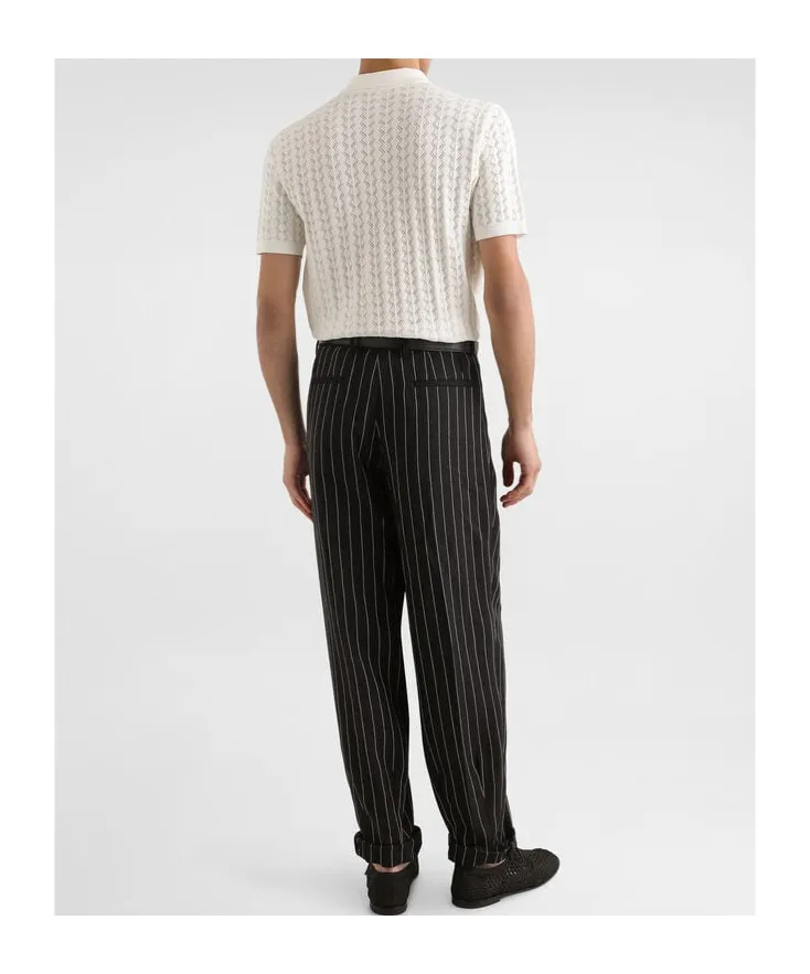 Short-Sleeved Openwork Knitted Shirt