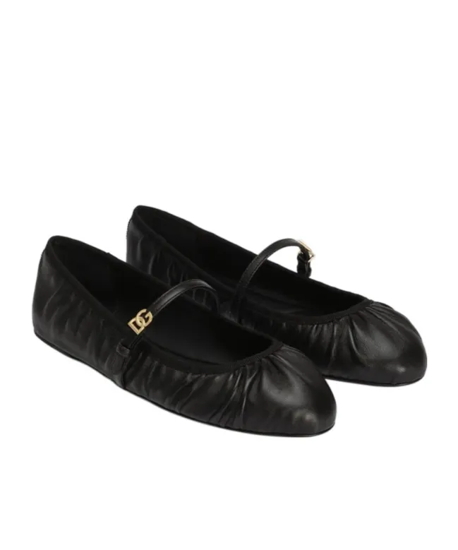 Dg Logo Plaque Ballet Flats