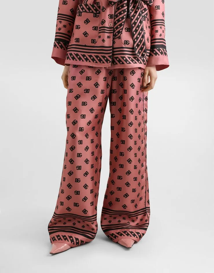 Silk Satin Jacquard Pajamas With Full Dg Logo