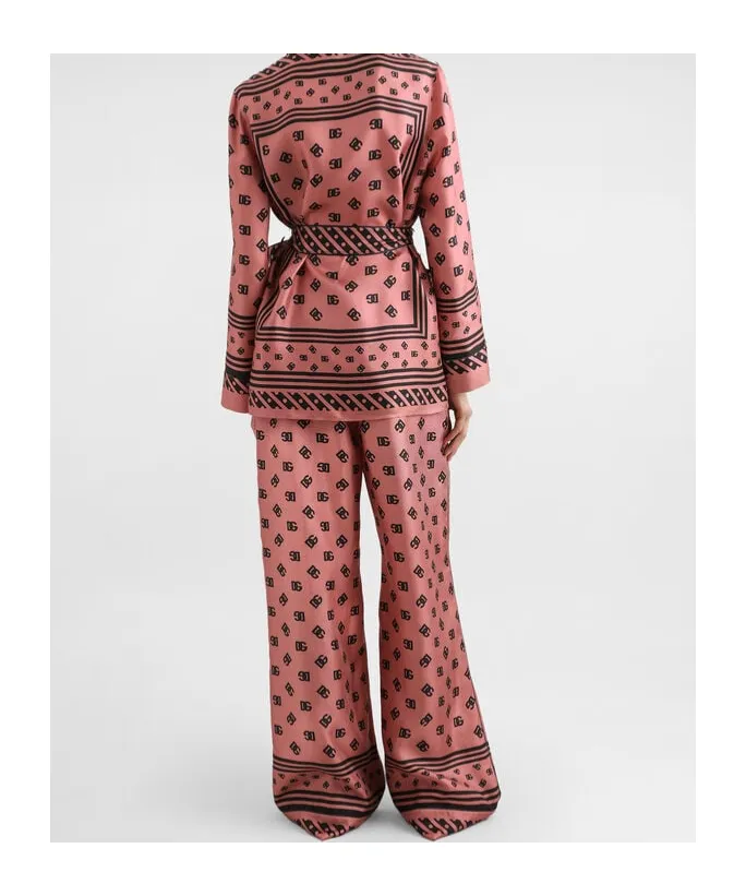 Silk Satin Jacquard Pajamas With Full Dg Logo