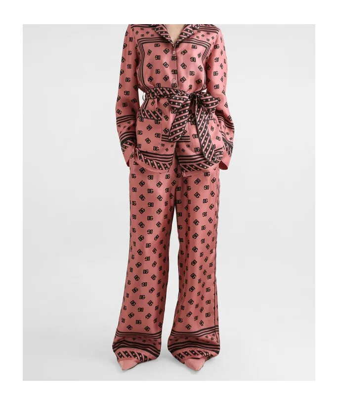 Silk Satin Jacquard Pajamas With Full Dg Logo