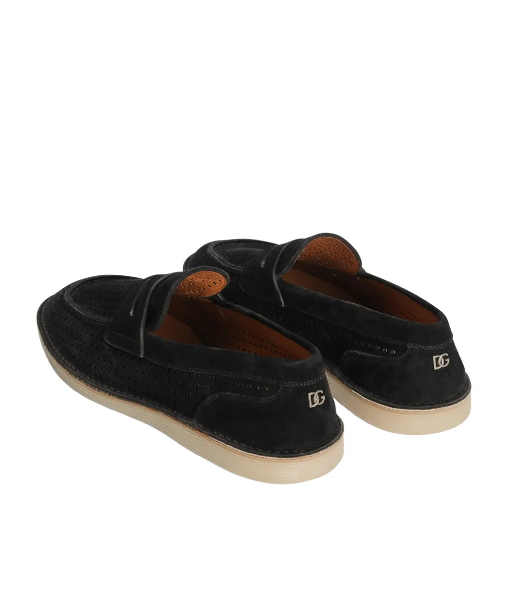 Logo Plaque Perforated Loafers