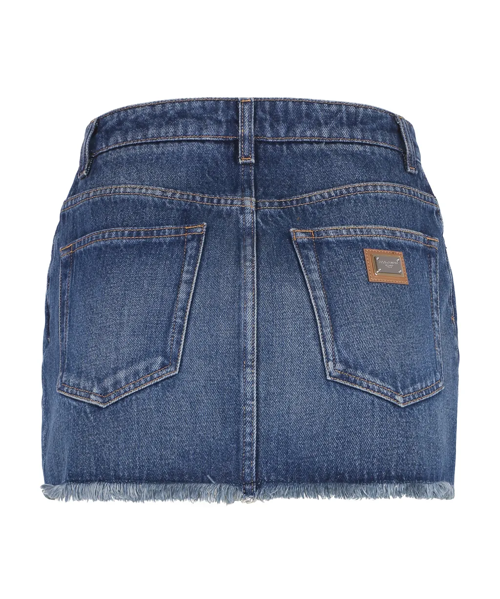 Frayed Hem Denim Mini Skirt