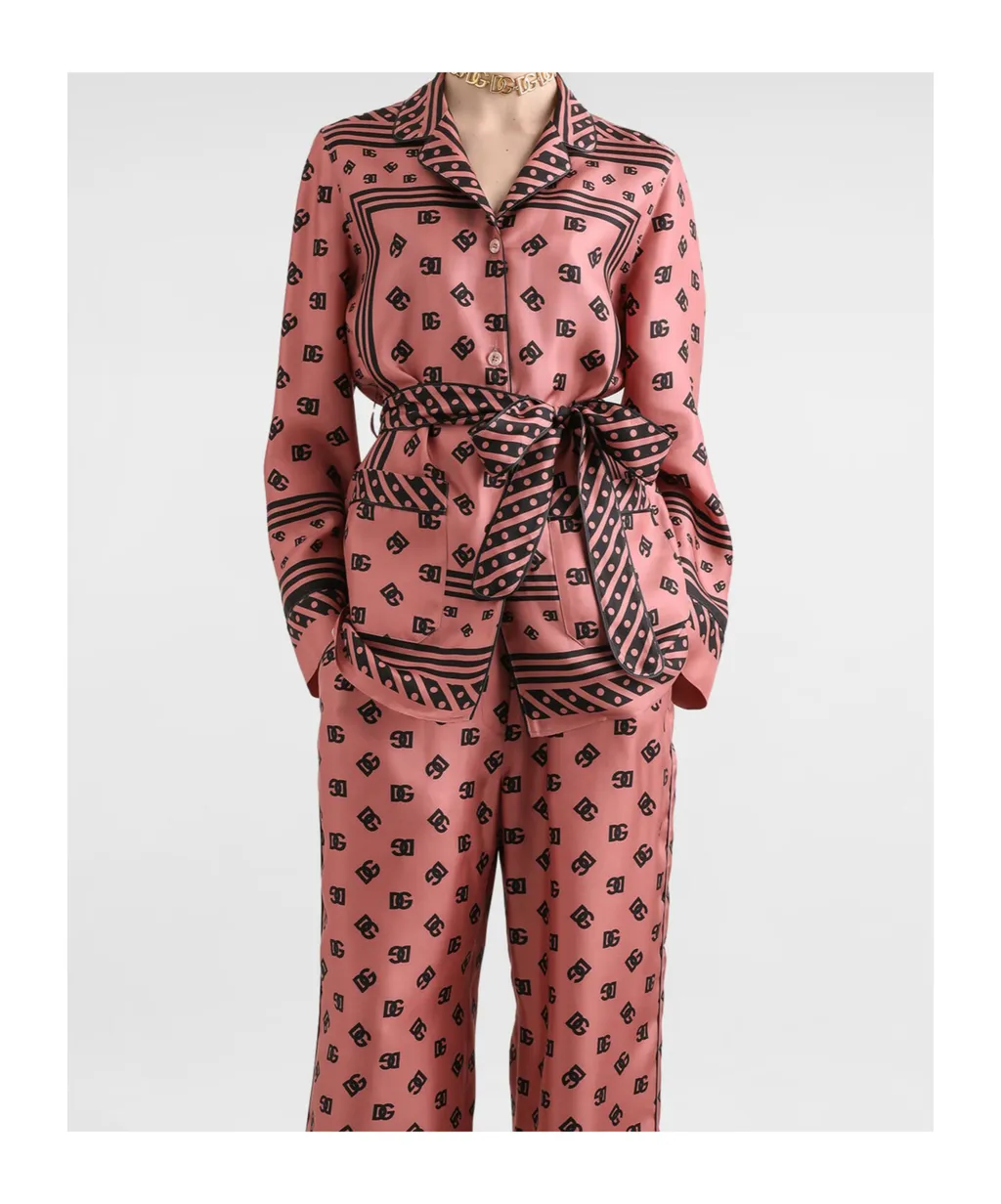 All-Over Dg Logo Scarf Printed Twill Pajama Shirt