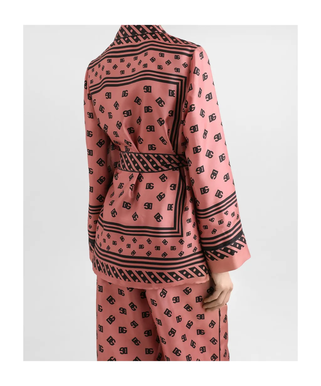 All-Over Dg Logo Scarf Printed Twill Pajama Shirt