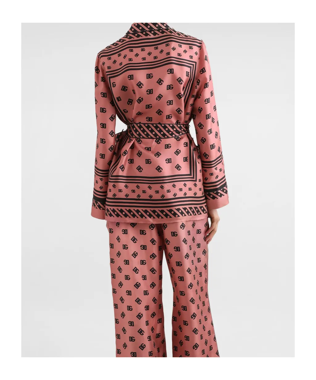 All-Over Dg Logo Scarf Printed Twill Pajama Shirt