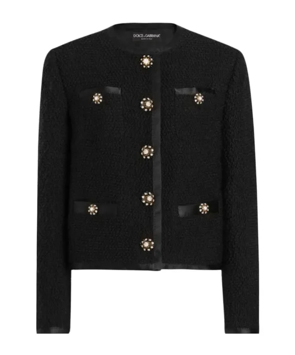 Cropped Single-Breasted Tweed Jacket
