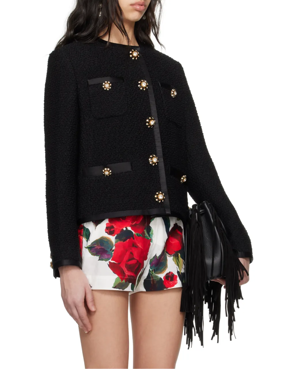 Cropped Single-Breasted Tweed Jacket