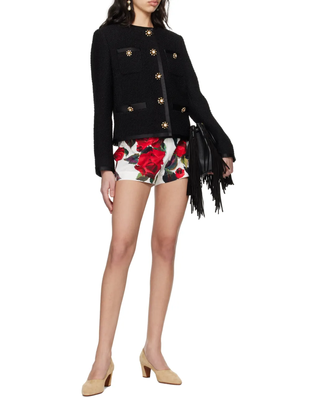 Cropped Single-Breasted Tweed Jacket