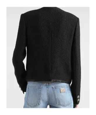 Cropped Single-Breasted Tweed Jacket