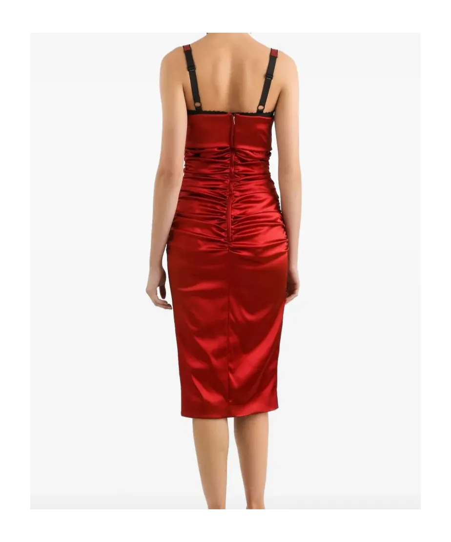 Draped Satin Calf-Length Dress