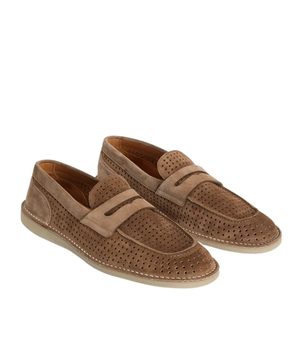 Logo Plaque Perforated Loafers