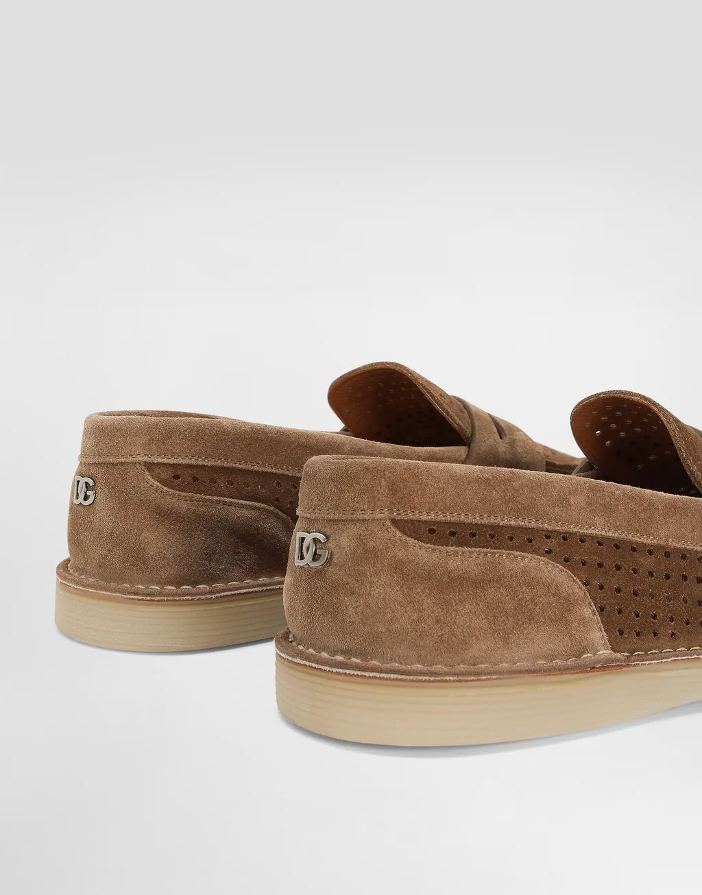 Logo Plaque Perforated Loafers