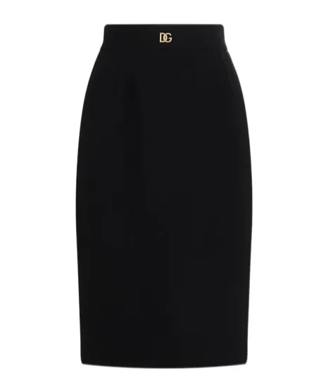 Dg Logo Plaque Midi Pencil Skirt