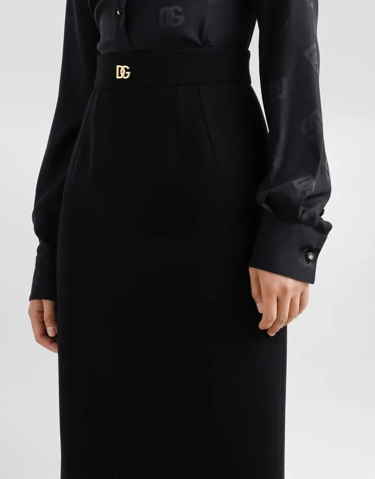 Dg Logo Plaque Midi Pencil Skirt