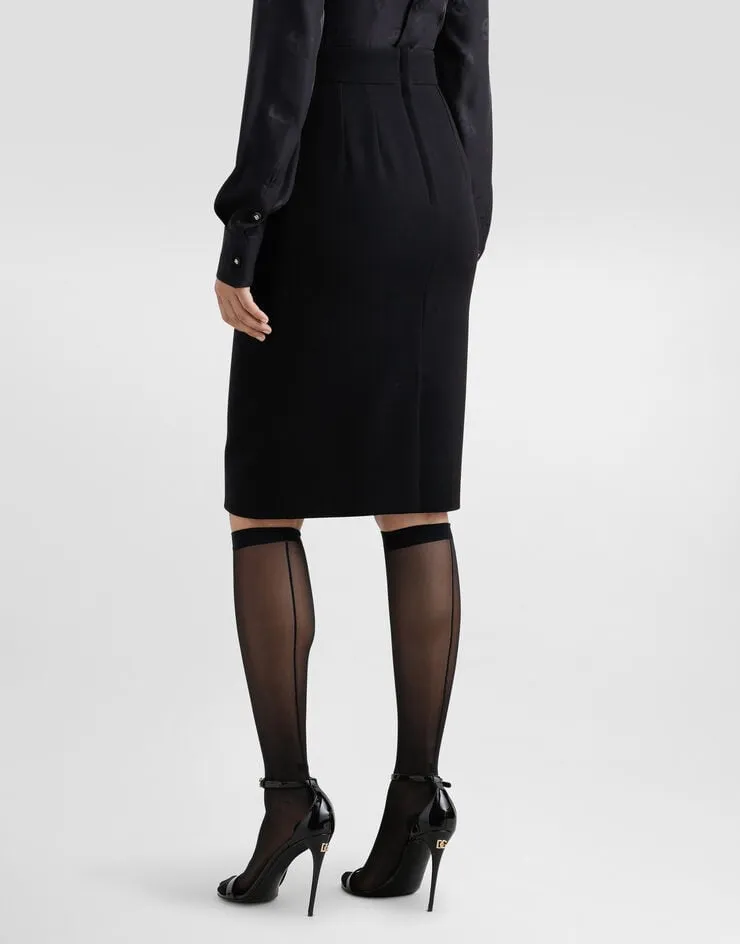 Dg Logo Plaque Midi Pencil Skirt