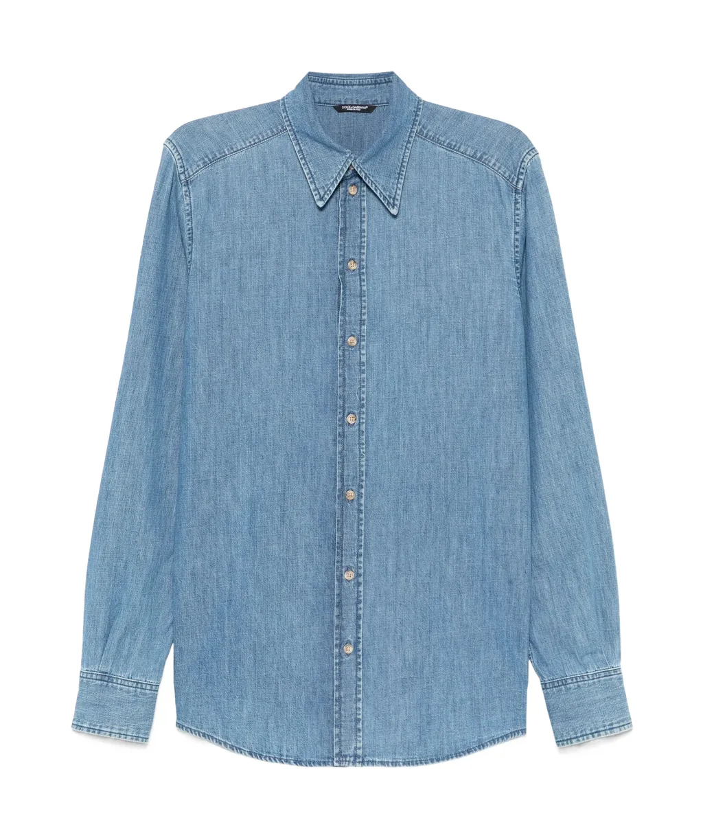 Curved Hem Denim Shirt