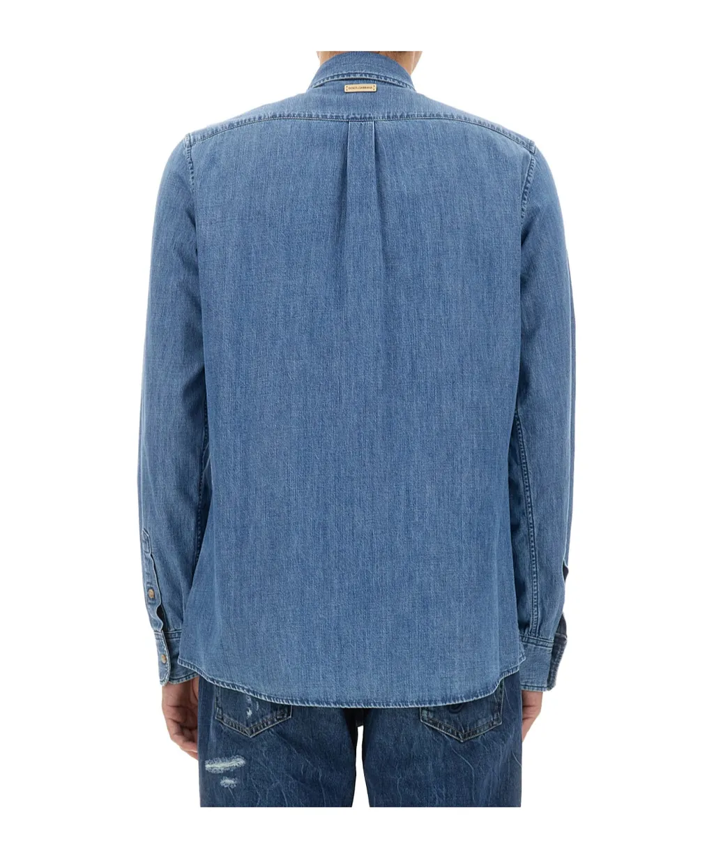 Curved Hem Denim Shirt