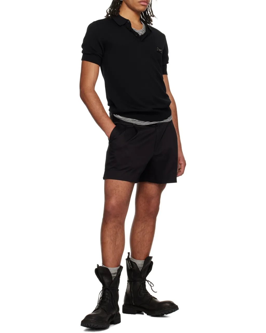 Pleated Gabardine Shorts