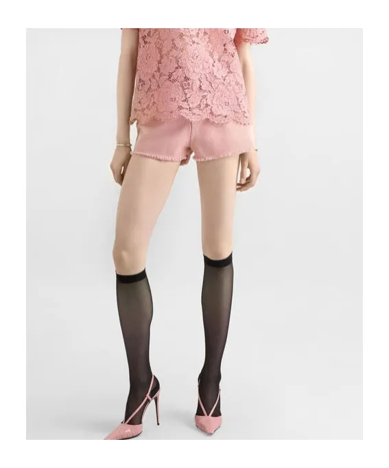 Logo Plaque Frayed Hem Denim Shorts