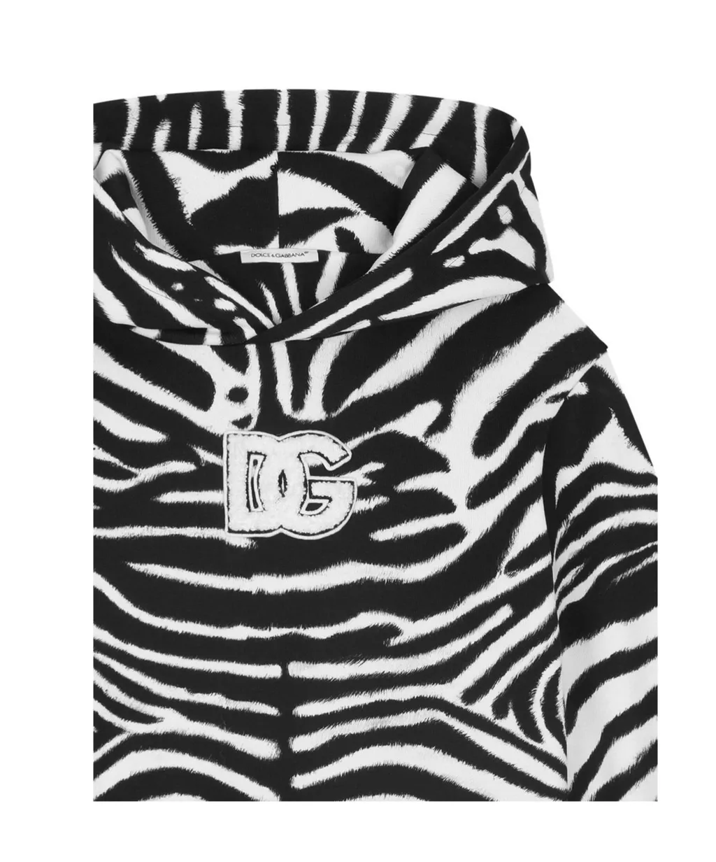Zebra Print Cotton Hoodie