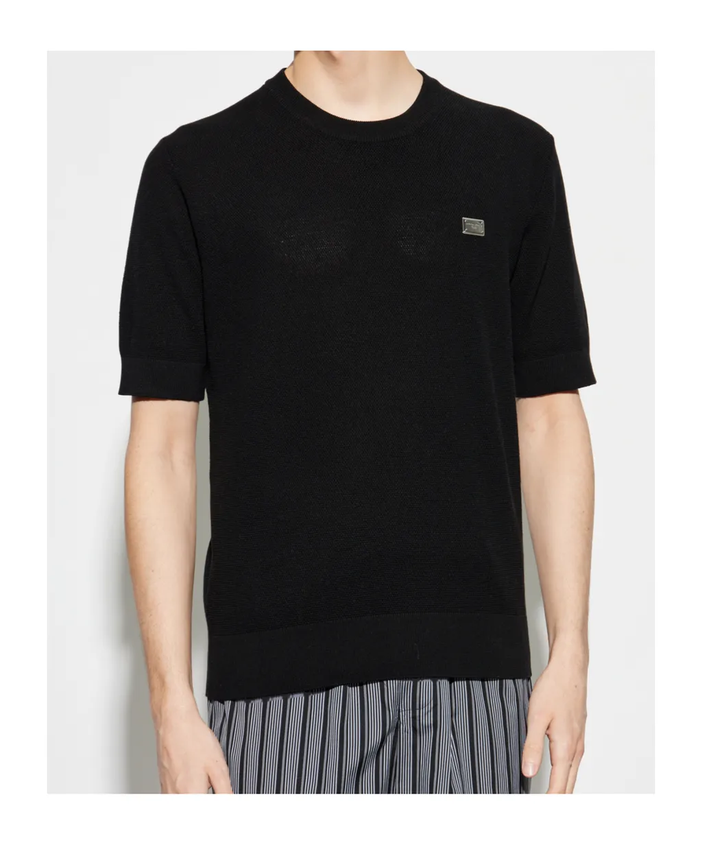 Logo Plaque Knitted T-Shirt