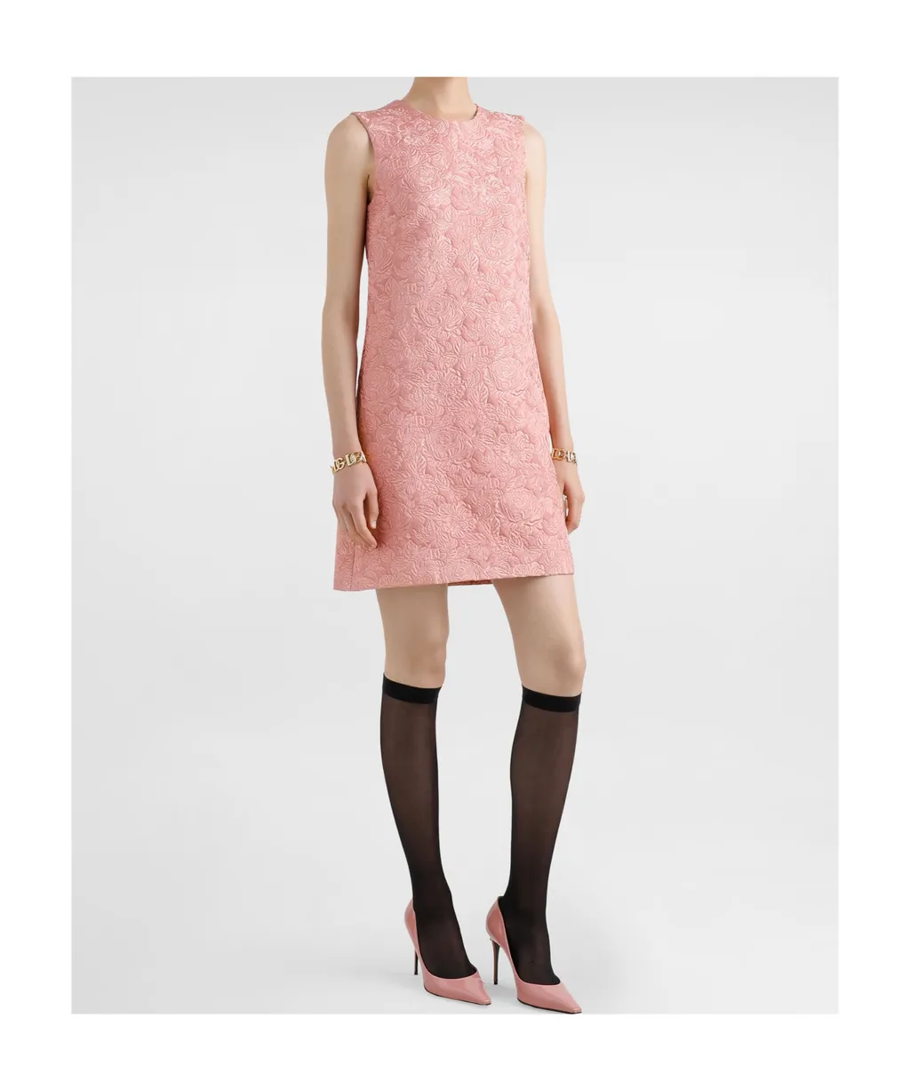A-Line Floral Jacquard Mini Dress