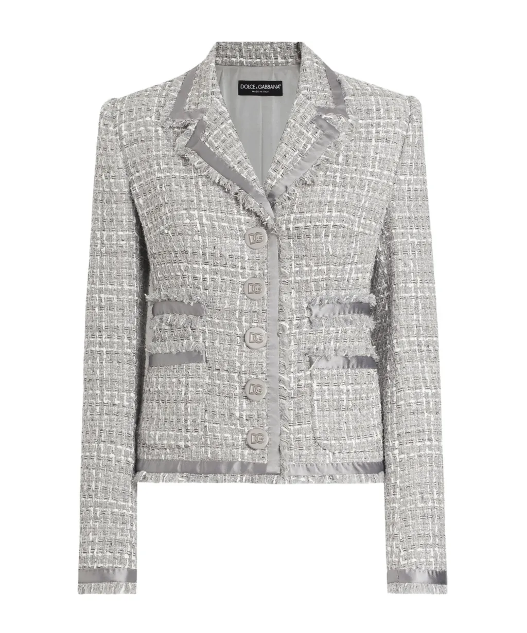Single-Breasted Short Tweed Jacket