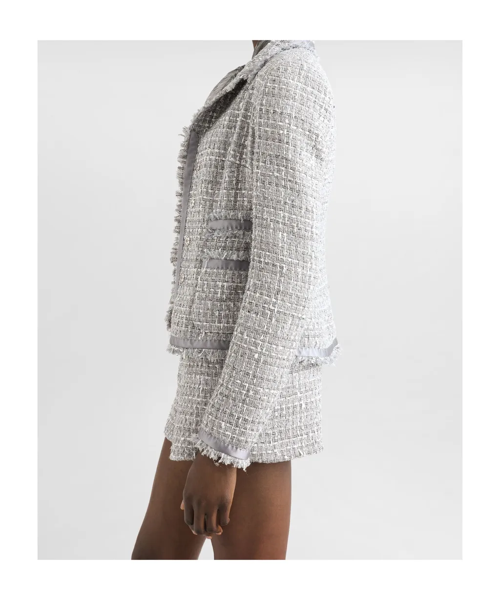 Single-Breasted Short Tweed Jacket
