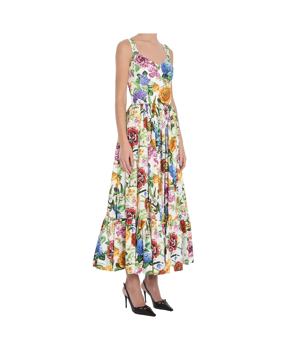 Floral Printed Sleeveless Midi Dress