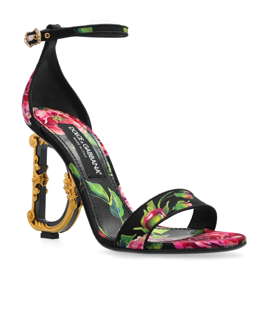 Floral Printed Heeled Sandals