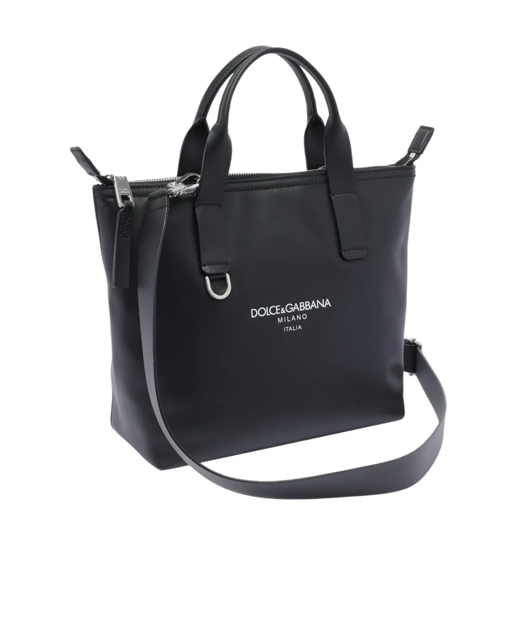Logo Printed Zipped Small Tote Bag
