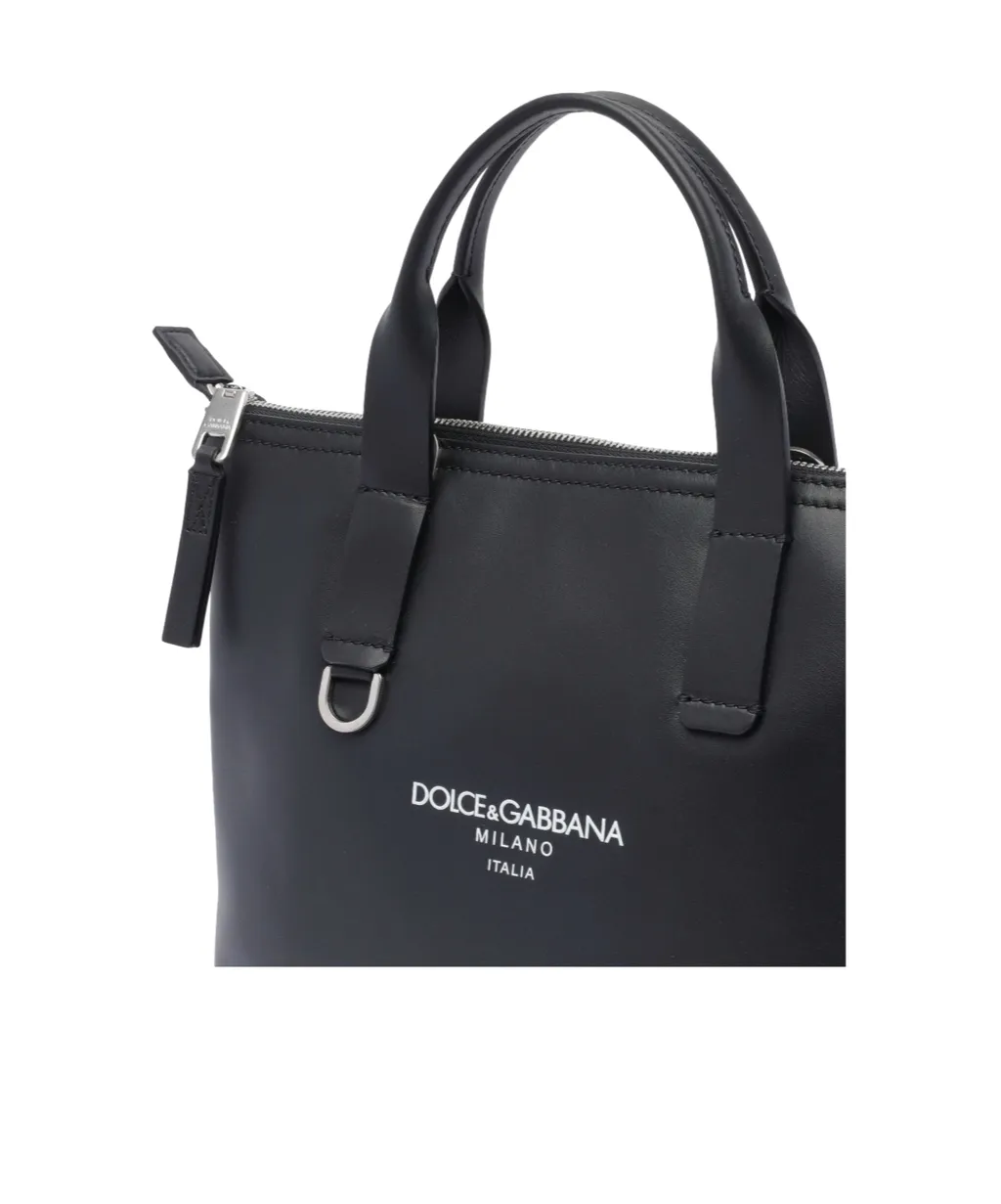 Logo Printed Zipped Small Tote Bag