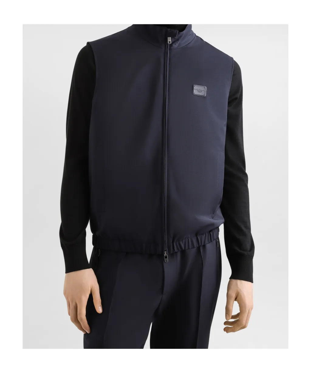 Logo Patch Zip-Up Sleeveless Vest