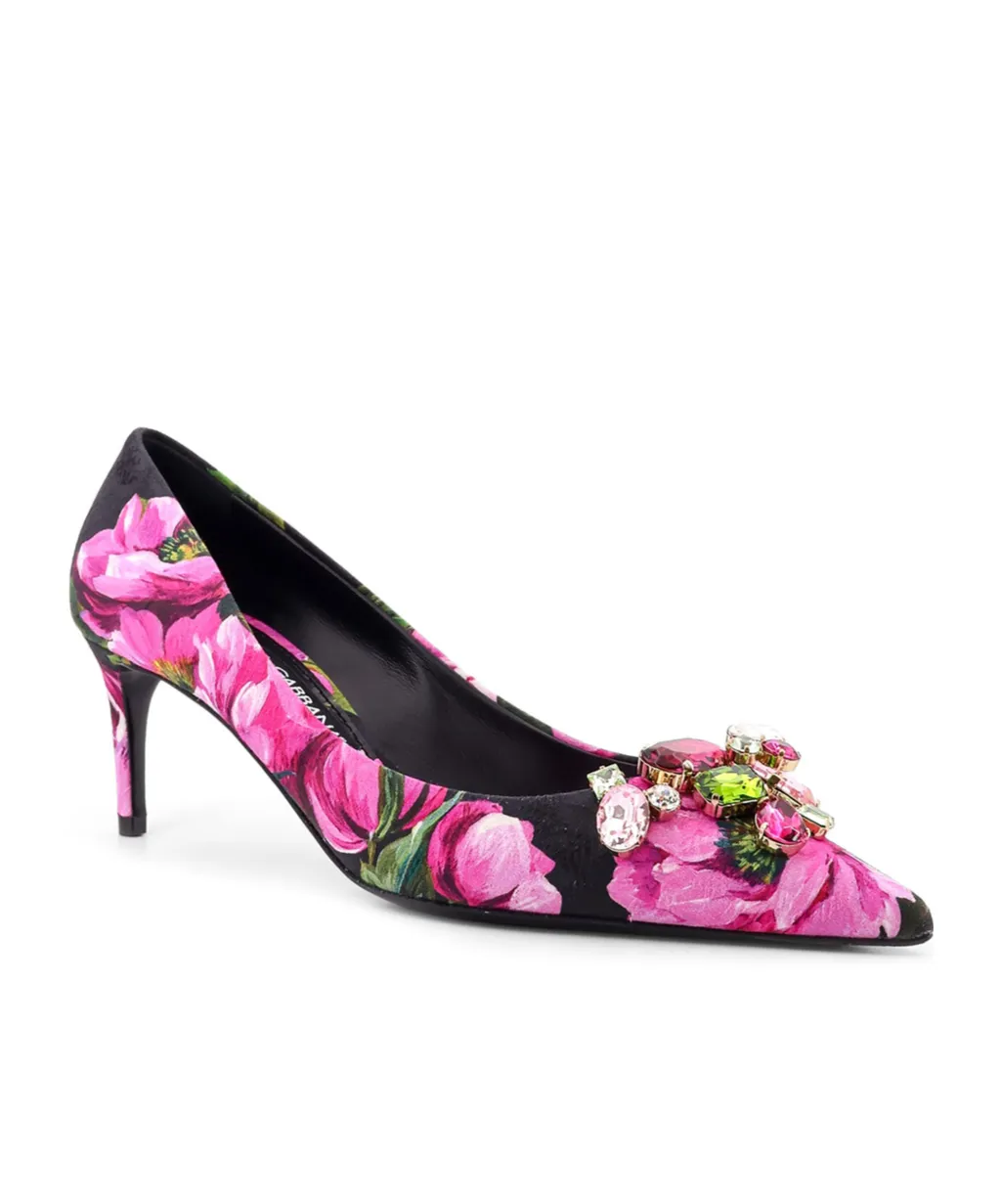Floral Printed Pointed Toe Pumps