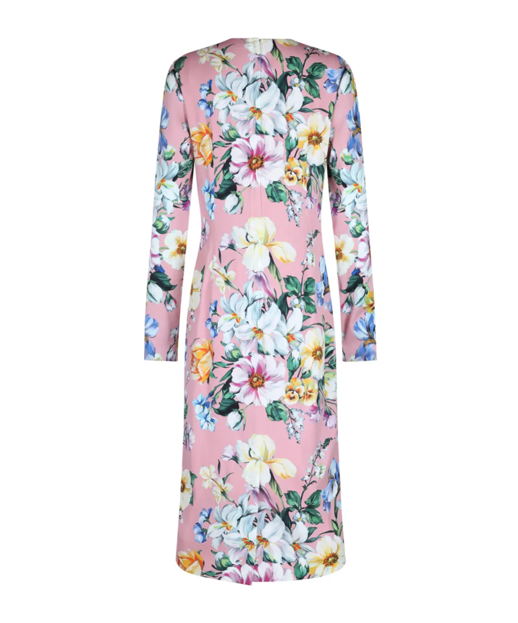 Floral Printed Long-Sleeved Midi Dress