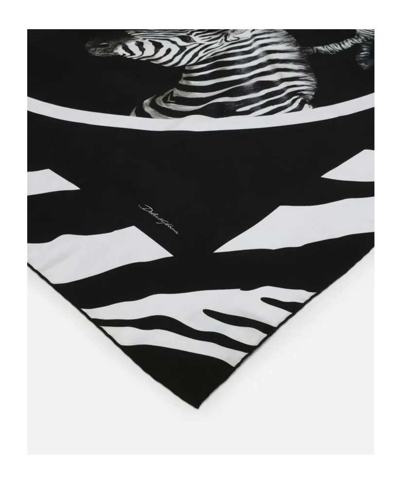 Zebra-Print Silk Scarf